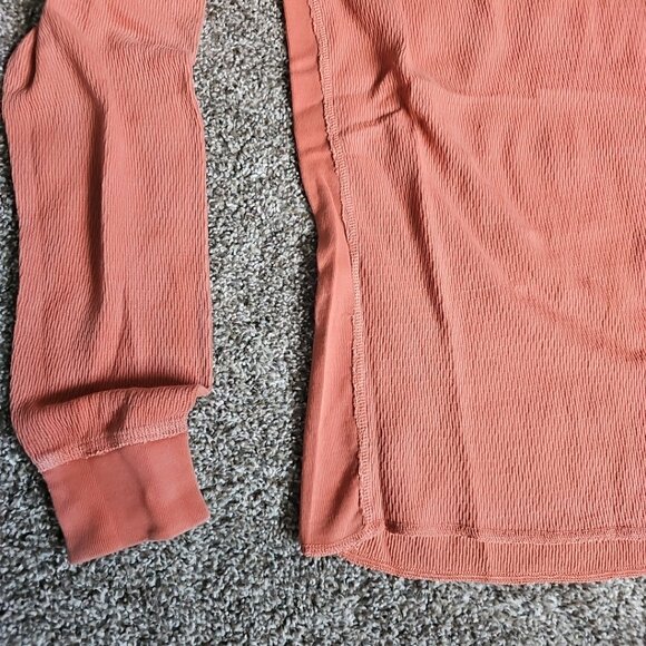 Lucky Brand Salmon Color Size Medium Cable/Waffle Knit Long Sleeve Thermal - Picture 2 of 8